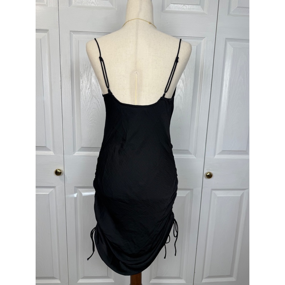 Free People Day to Night Convertible Slip Dress Black Satin Cowl Neck Ruched S - Picture 8 of 10